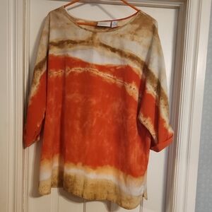 Chico's Orange and Tan Blouse